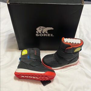 Sorel Kids' Black and Red Snow Boots